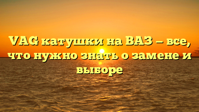 VAG катушки на ВАЗ — все, что нужно знать о замене и выборе